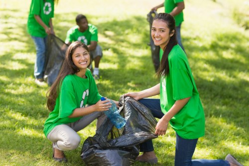 Various types of business waste including paper, plastics, and hazardous materials